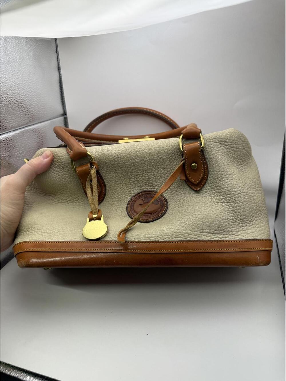 Dooney & Bourke Vintage Leather and Pebbled Leather Satchel Doctor's Bag - Picture 2 of 12